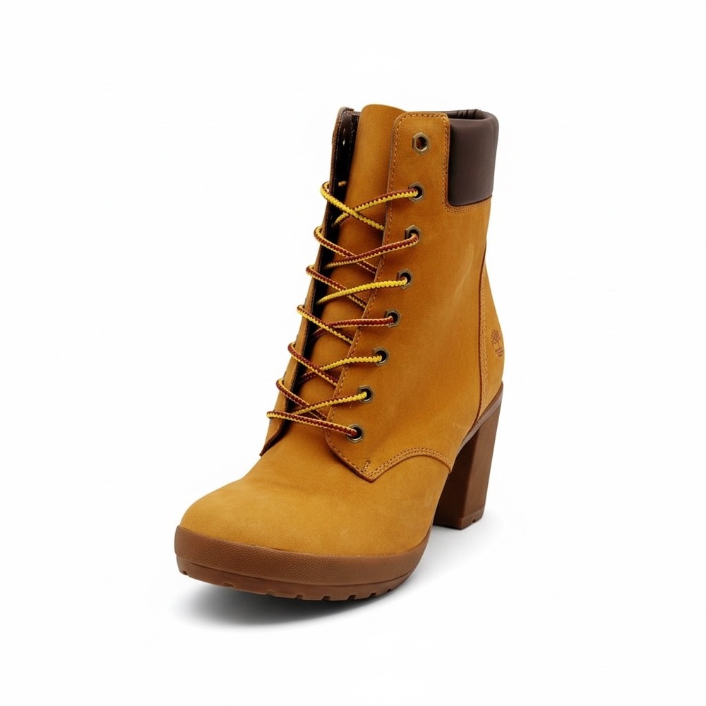 Timberland Boots Women 8.5 Wheat Camdale A1SEE Lace Up Block Heel Ankle Boot